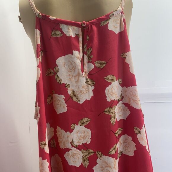 Torrid Blouse Pink Floral Roses Chiffon Straps Sleeveless Wome  Sz 4 Top Spring - Picture 11 of 15